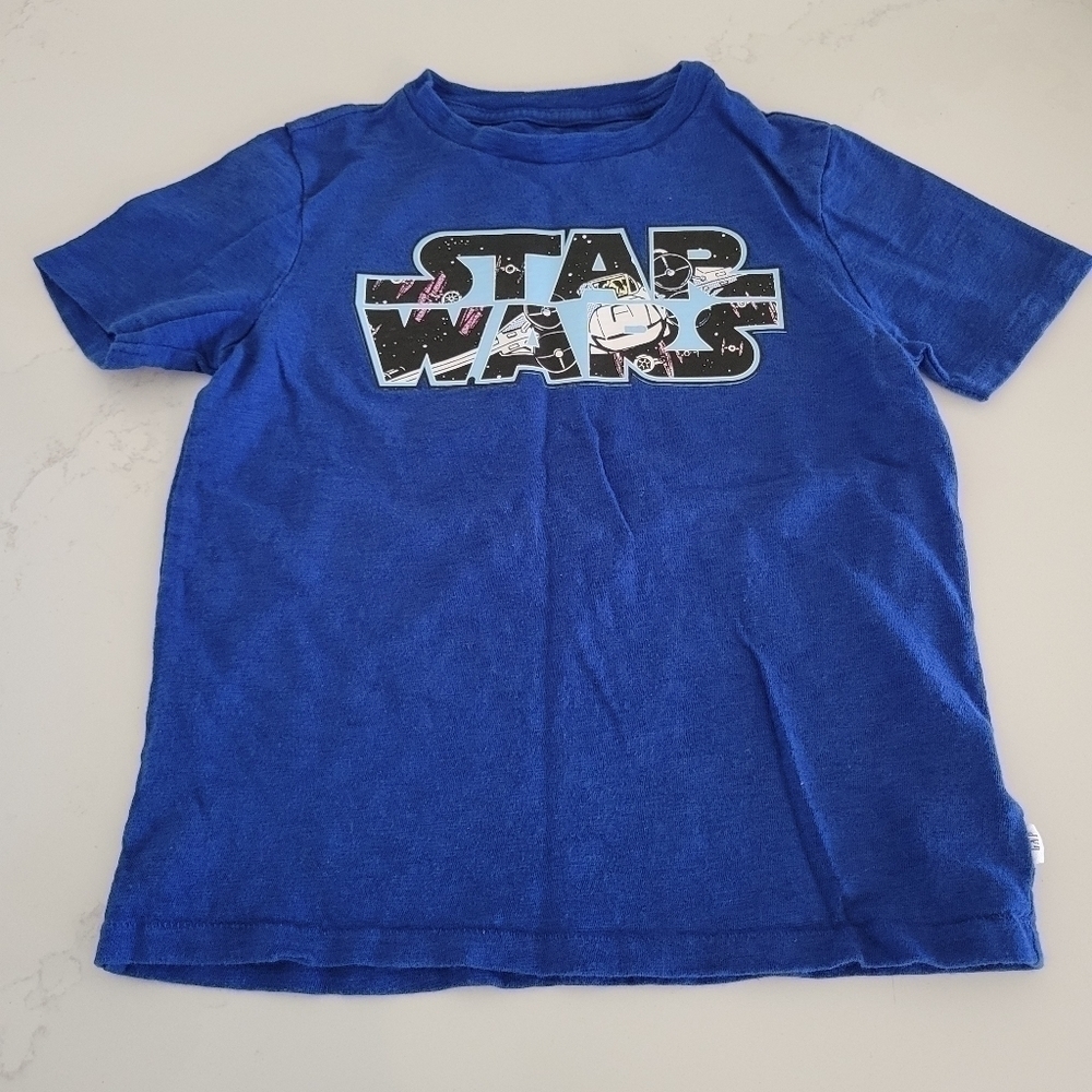 Gap Star Wars Blue Short-Sleeve Tee T-Shirt Size Boys Small X-wing 100% Cotton